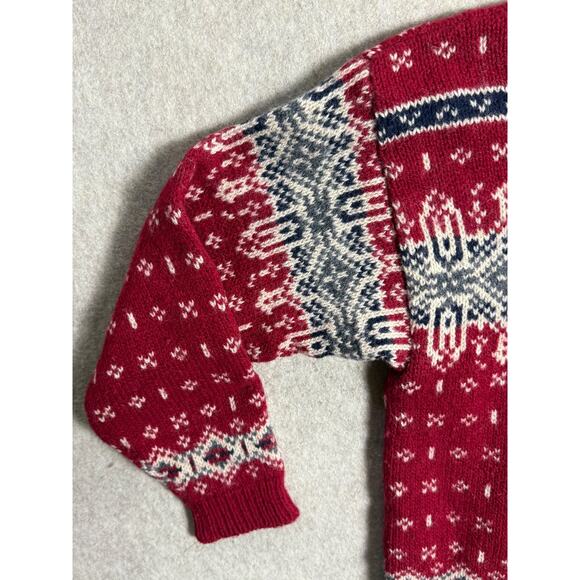 L.L. Bean Nordic Fair Isle Henley Button Sweater Women's Medium Wool Blend USA - Picture 4 of 9